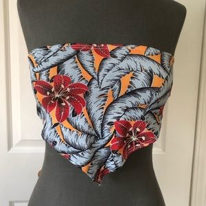 Topshop Tropical Floral Print Scarf Bandeau Top Size 4